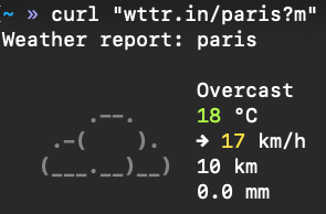 Weather report for Paris from wttr.in