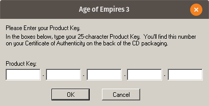 Input form for the game CD Key